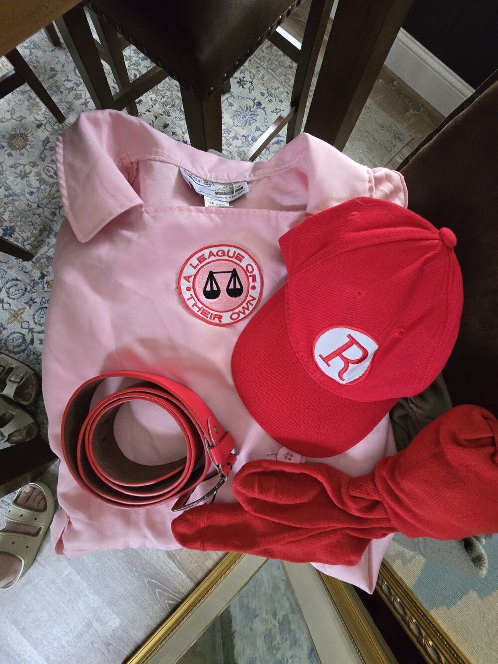 A League of Their Own Costume Belt Pink Rockford Peach Baseball Complete 2XL/5XL